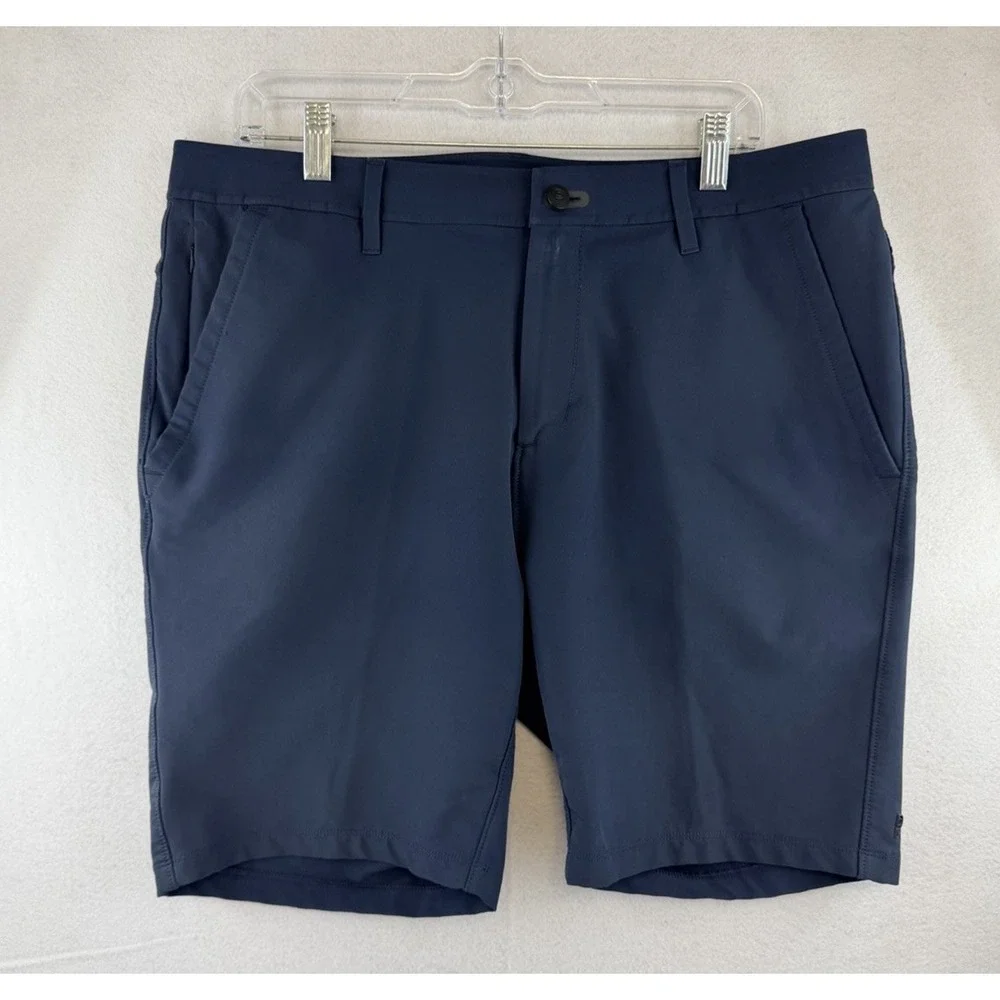 PUBLIC‎ REC Mens Navy Blue Polyester Shorts Size 36 Athletic Casual Golf Preppy